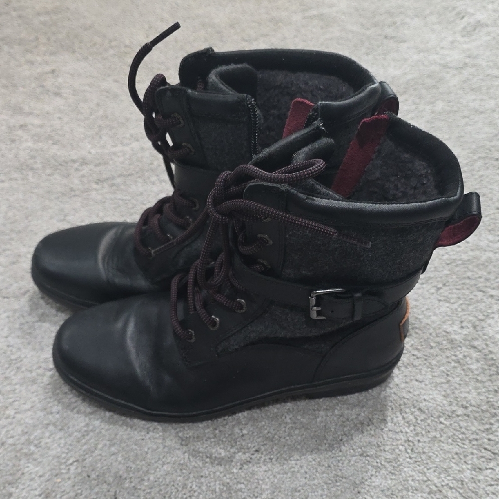 UGG Black and Dark Gray Combat Boots